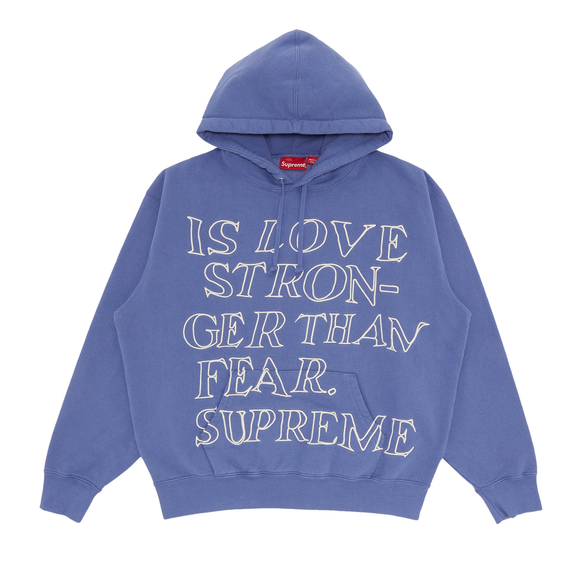 Buy Supreme Stronger Than Fear Hooded Sweatshirt 'Light Purple
