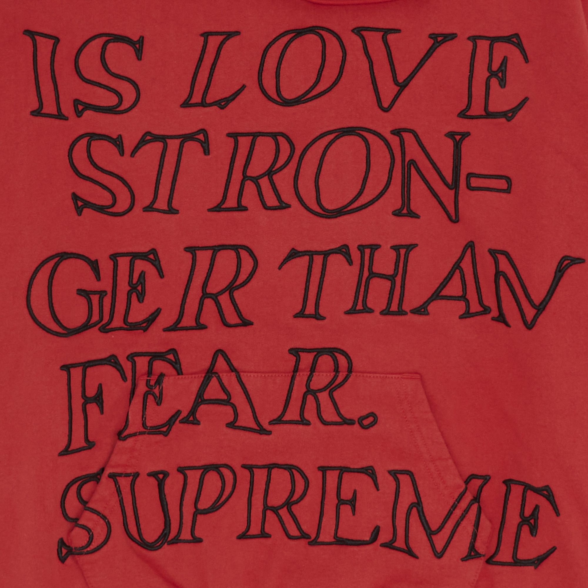 Buy Supreme Stronger Than Fear Hooded Sweatshirt 'Burnt Red