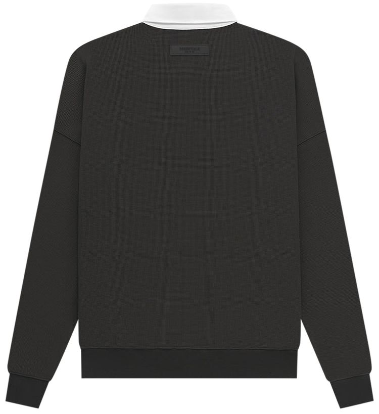 Fear of God Essentials Waffle Henley Rugby Off Black