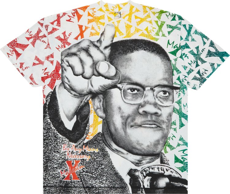Vintage Malcolm X By Any Means Neccessary All Over Print T-Shirt 'Multicolor'