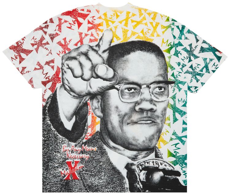 Vintage Malcolm X By Any Means Neccessary All Over Print T Shirt Multicolor