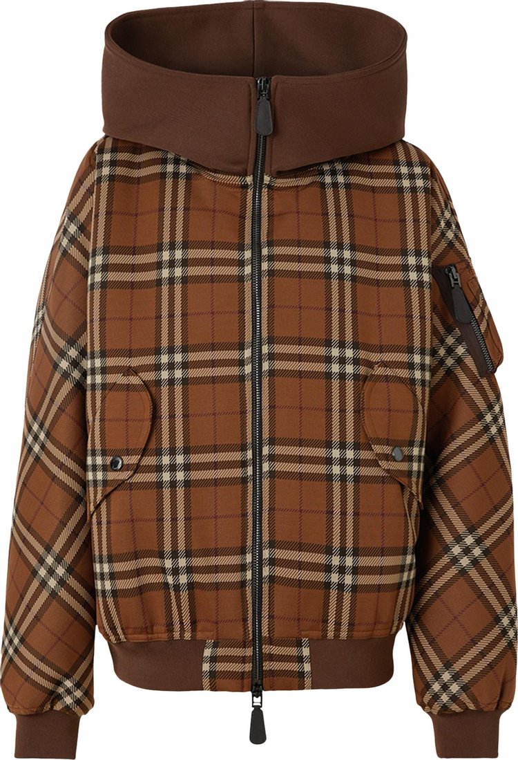 Burberry Check Jacquard Hooded Bomber Jacket 'Brown'