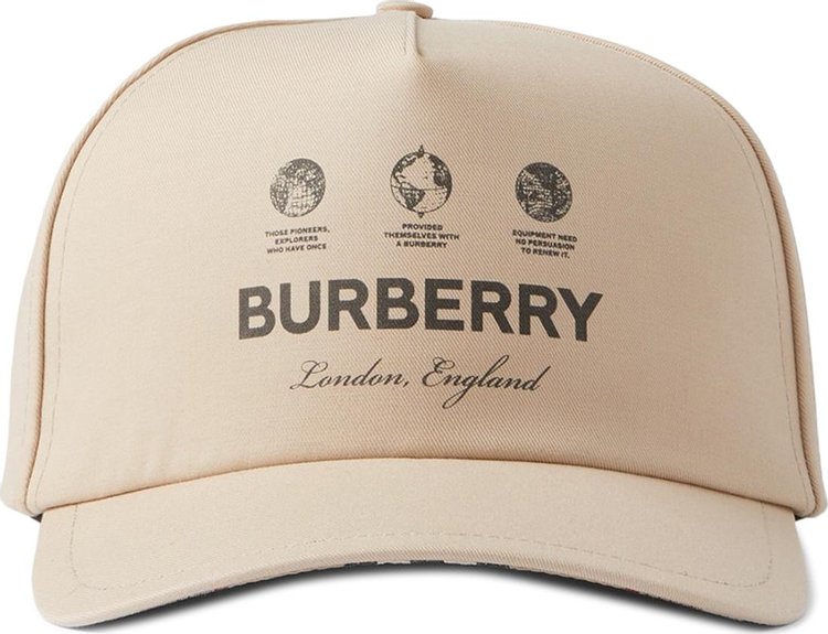 Burberry Label Print Gabardine Cap 'Soft Fawn'