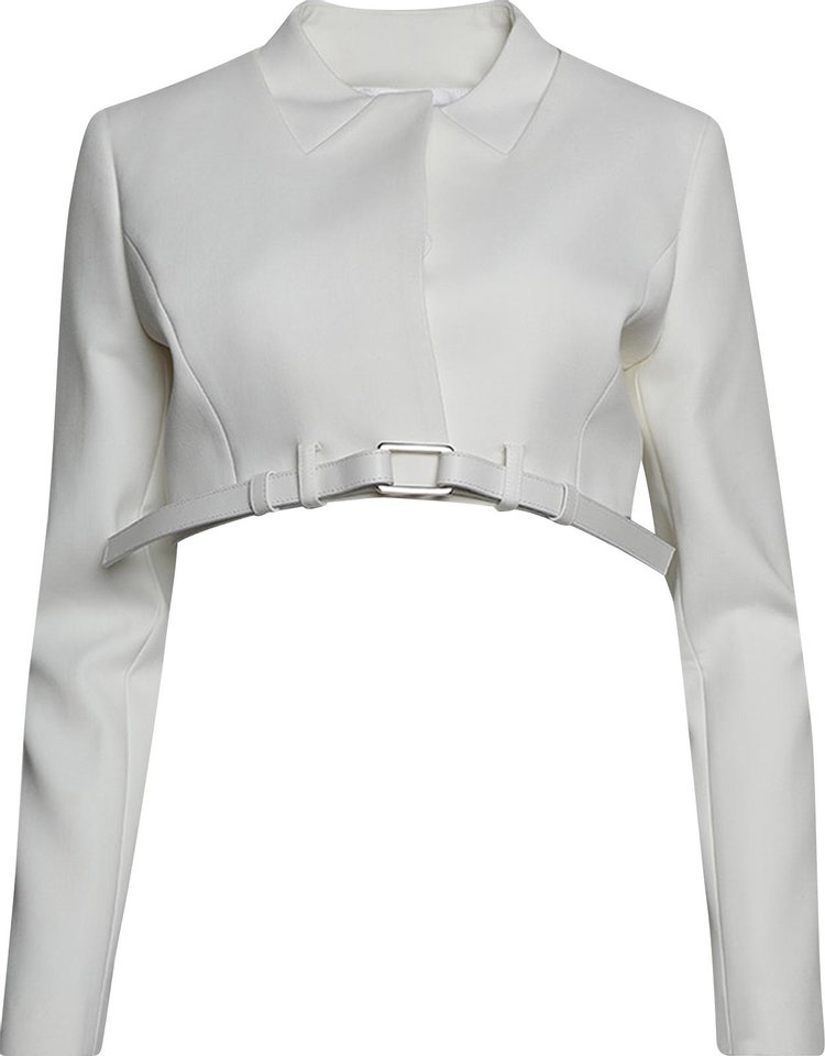 Coperni Cropped Belted Jacket White