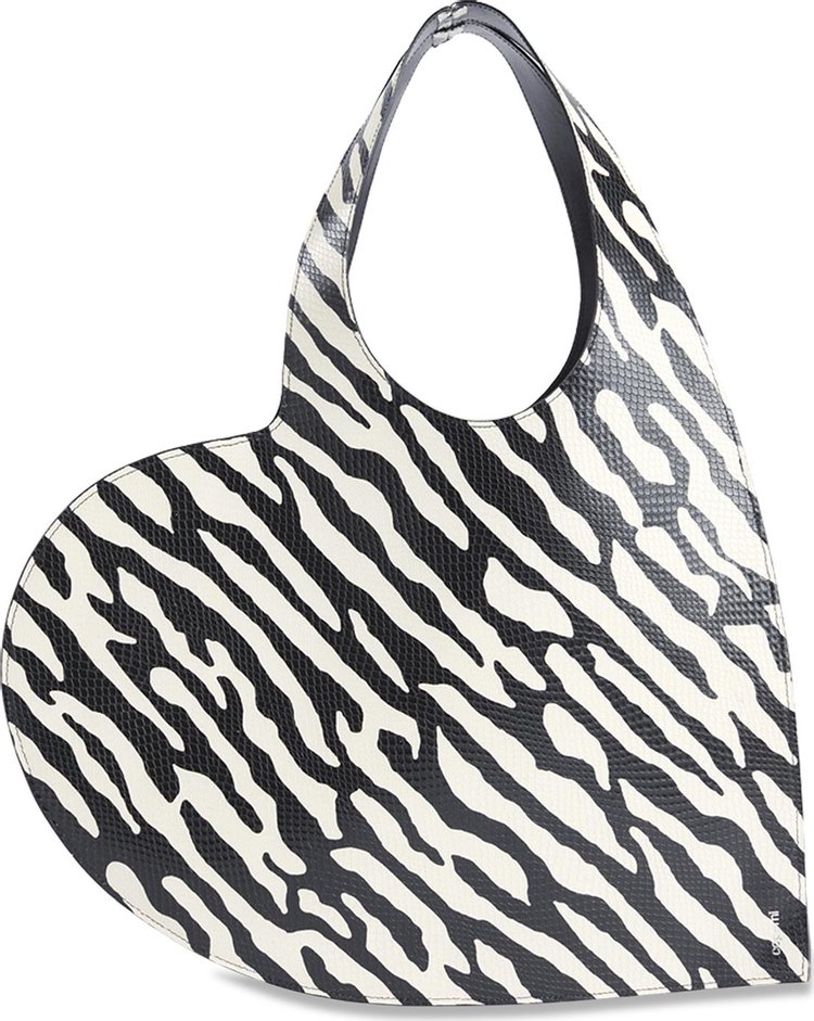 Coperni Zebra Print Heart Tote Bag 'Black/White'
