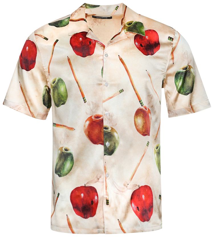 Nahmias Apple Silk Short Sleeve Button Down Sand
