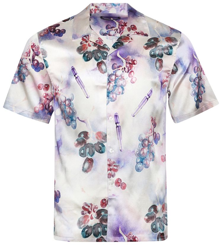Nahmias Silk Short Sleeve Button Down Grape Print
