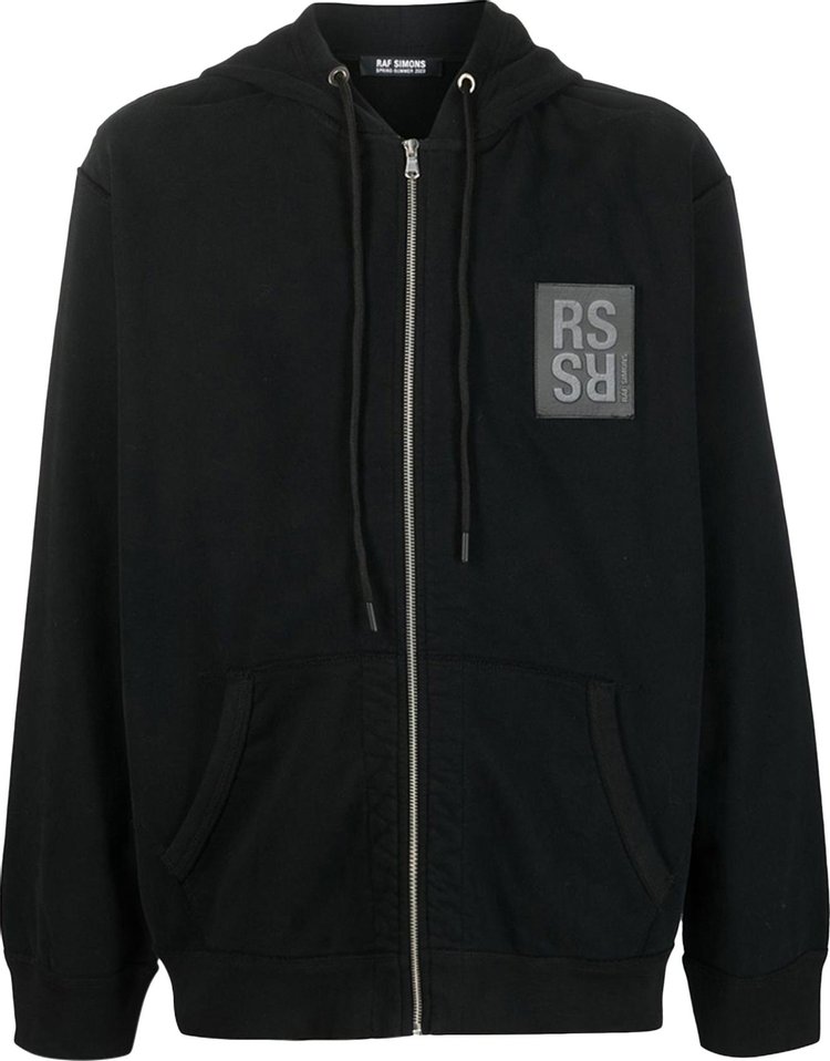 Raf Simons Zipped Hoodie With RS Hand Signs On Sleeves 'Black'