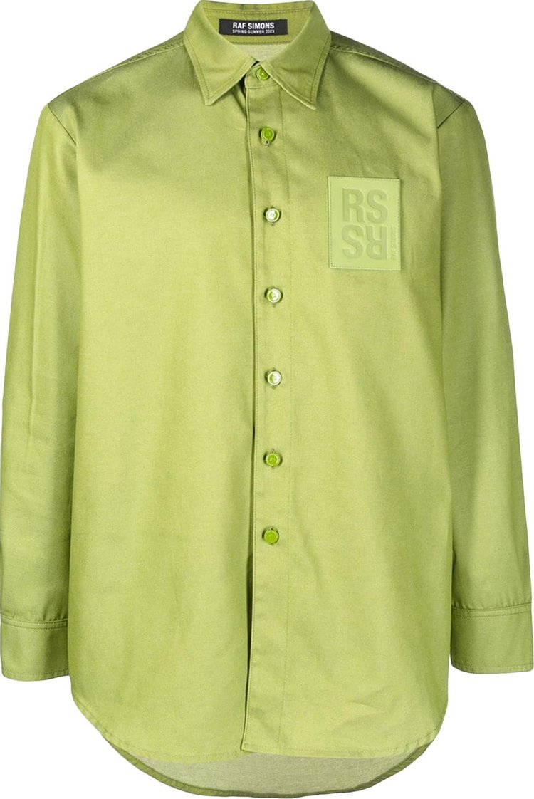 Raf Simons Straight Fit Denim Shirt With Leather Patch 'Green'