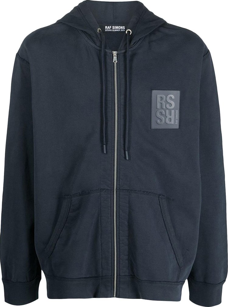 Raf Simons Zipped Hoodie With RS Hand Signs On Sleeves 'Dark Navy'