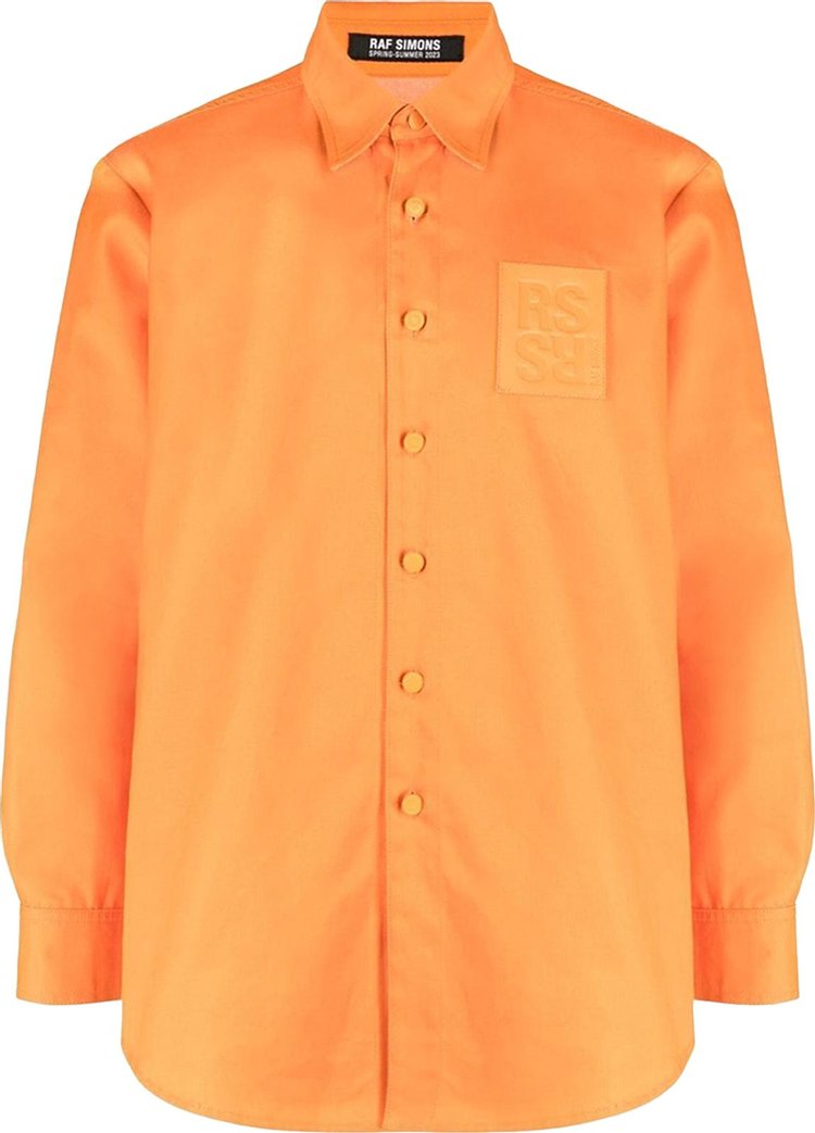 Raf Simons Straight Fit Denim Shirt With Leather Patch 'Orange'