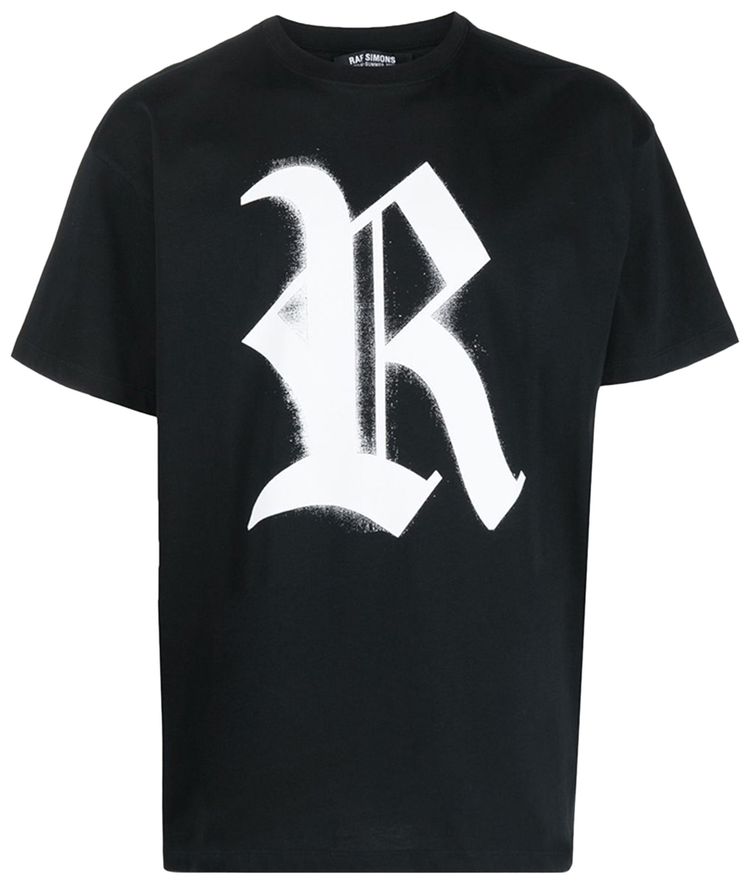 Raf Simons Big Fit T Shirt With R Print On Front Black