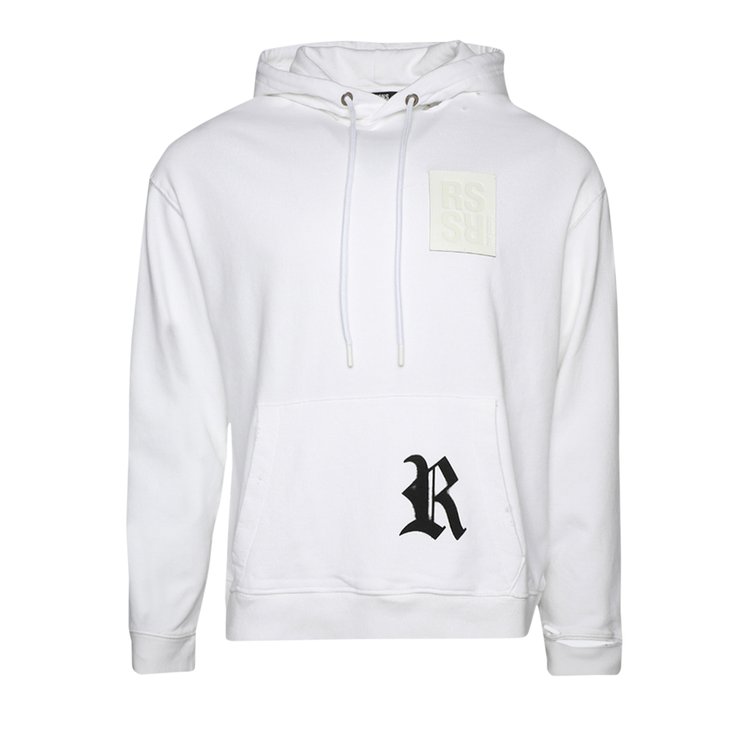Raf Simons Destroyed Regular Fit Hoodie With R Print On Pocket 'White'