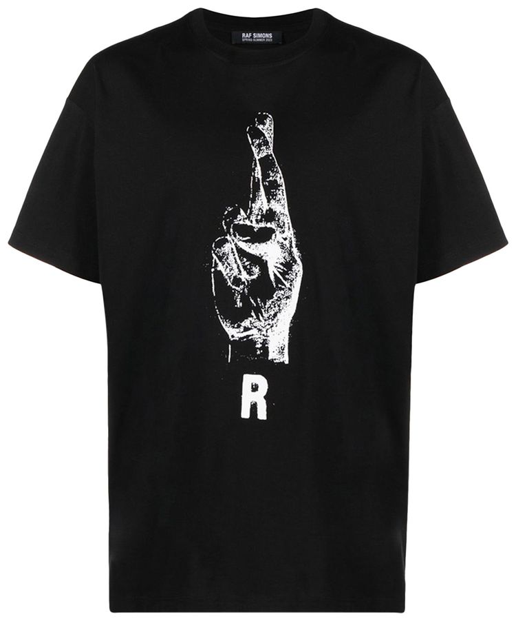 Raf Simons Oversized T Shirt With Hand Sign Print Black