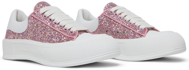 Alexander McQueen Wmns Deck Plimsoll Low Rose Gold Reflective Glitter