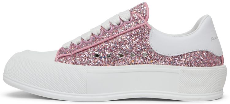 Alexander McQueen Wmns Deck Plimsoll Low Rose Gold Reflective Glitter