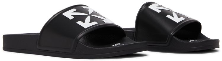 Off White Logo Print Slide Black White