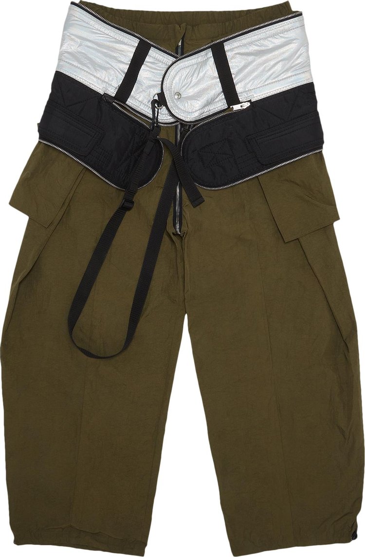 Craig Green Panelled Straight Leg Trousers 'Olive'
