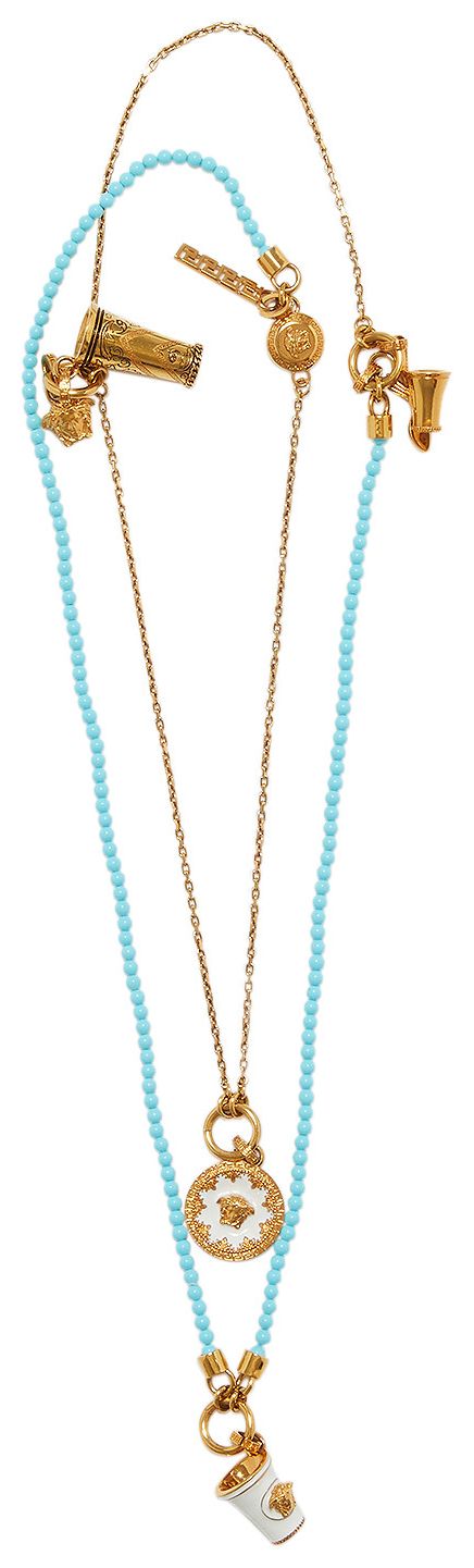 Versace MEDUSA PLATE BEADED NECKLACE Turquoise