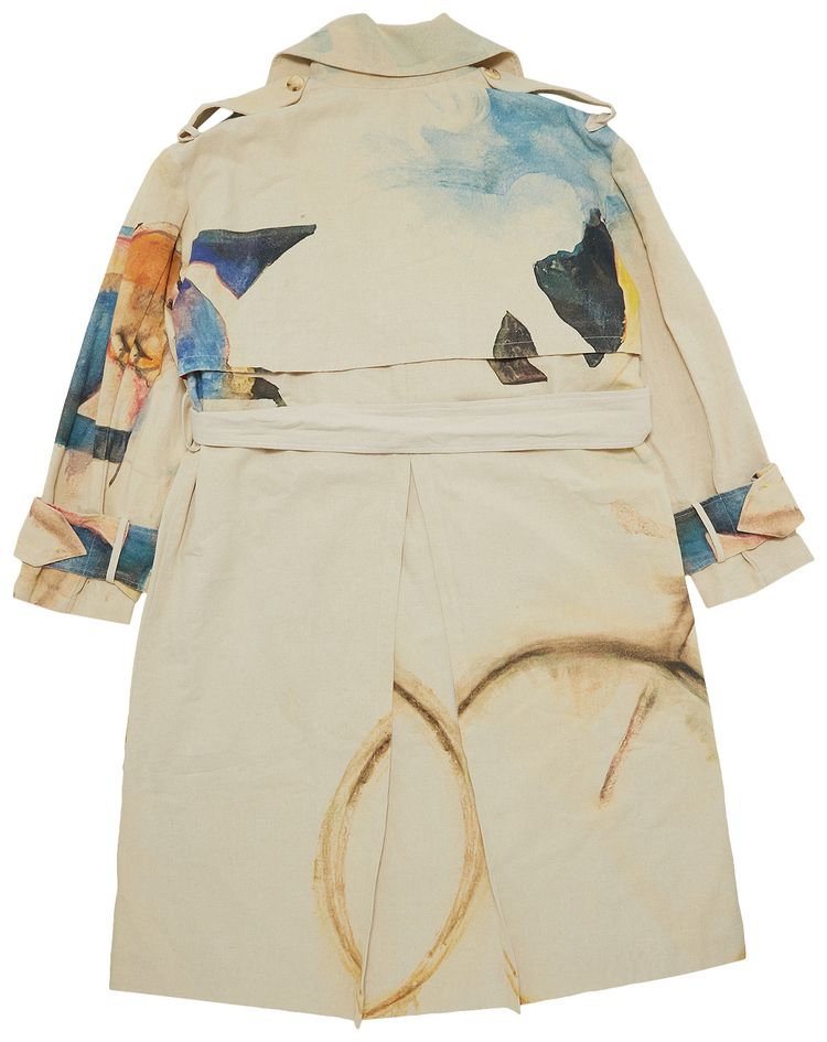 KidSuper Printed Trench Coat Tan