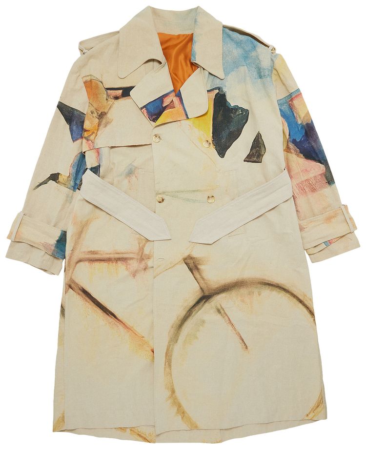 KidSuper Printed Trench Coat Tan