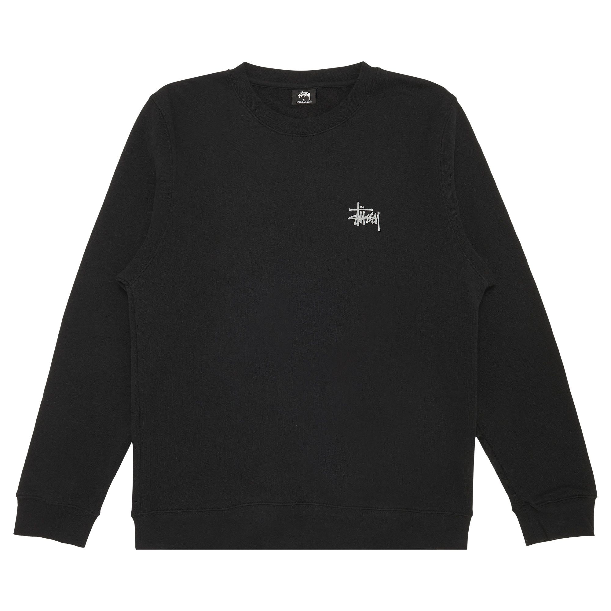 Buy Stussy Basic Logo Crewneck 'Black/Grey' - 1913891 BLGR | GOAT