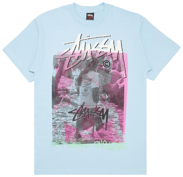 Stussy One World One Love Tee Light Blue