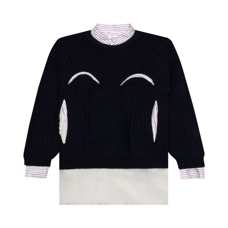 Maison Margiela Cut Out Detail Ribbed Jumper 'White/Midnight'