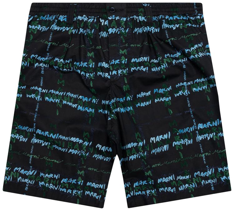 Marni Crossroads Print Poplin Bermuda Pants Black