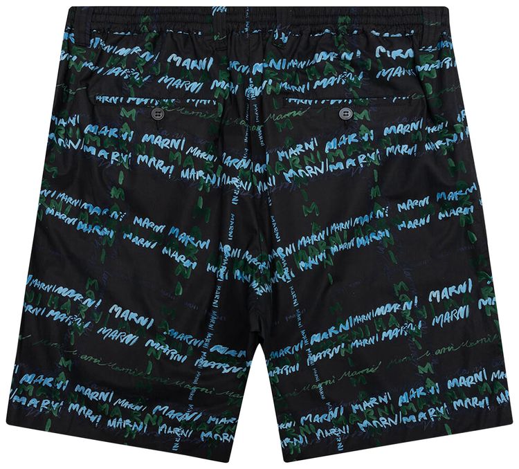 Marni Crossroads Print Poplin Bermuda Pants Black