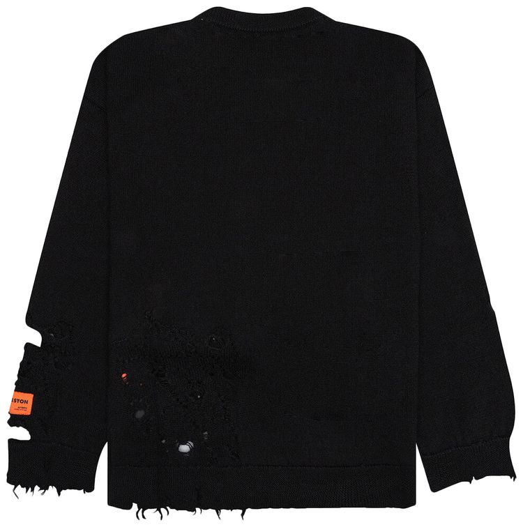 Heron Preston Shredded Knit Crewneck BlackWhite