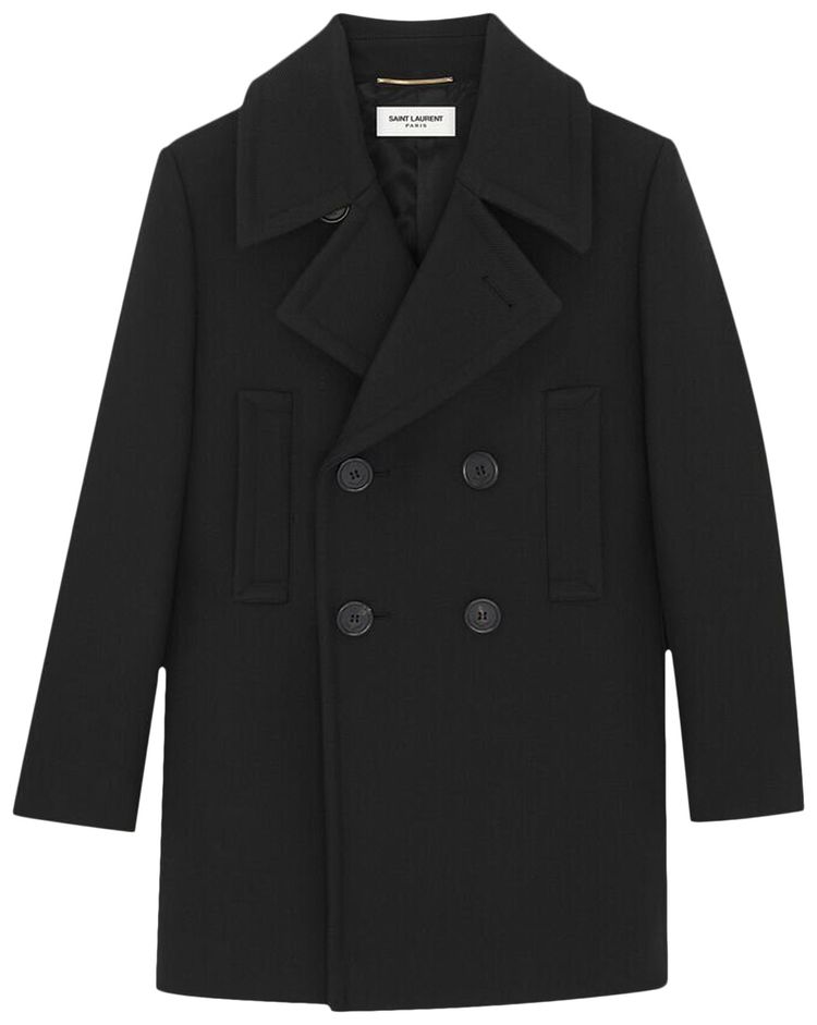 Saint Laurent Caban Double Breasted Jacket Black