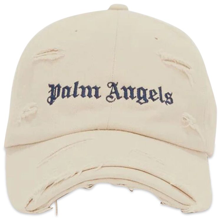 Palm Angels Ripped Logo Cap BeigeBlack