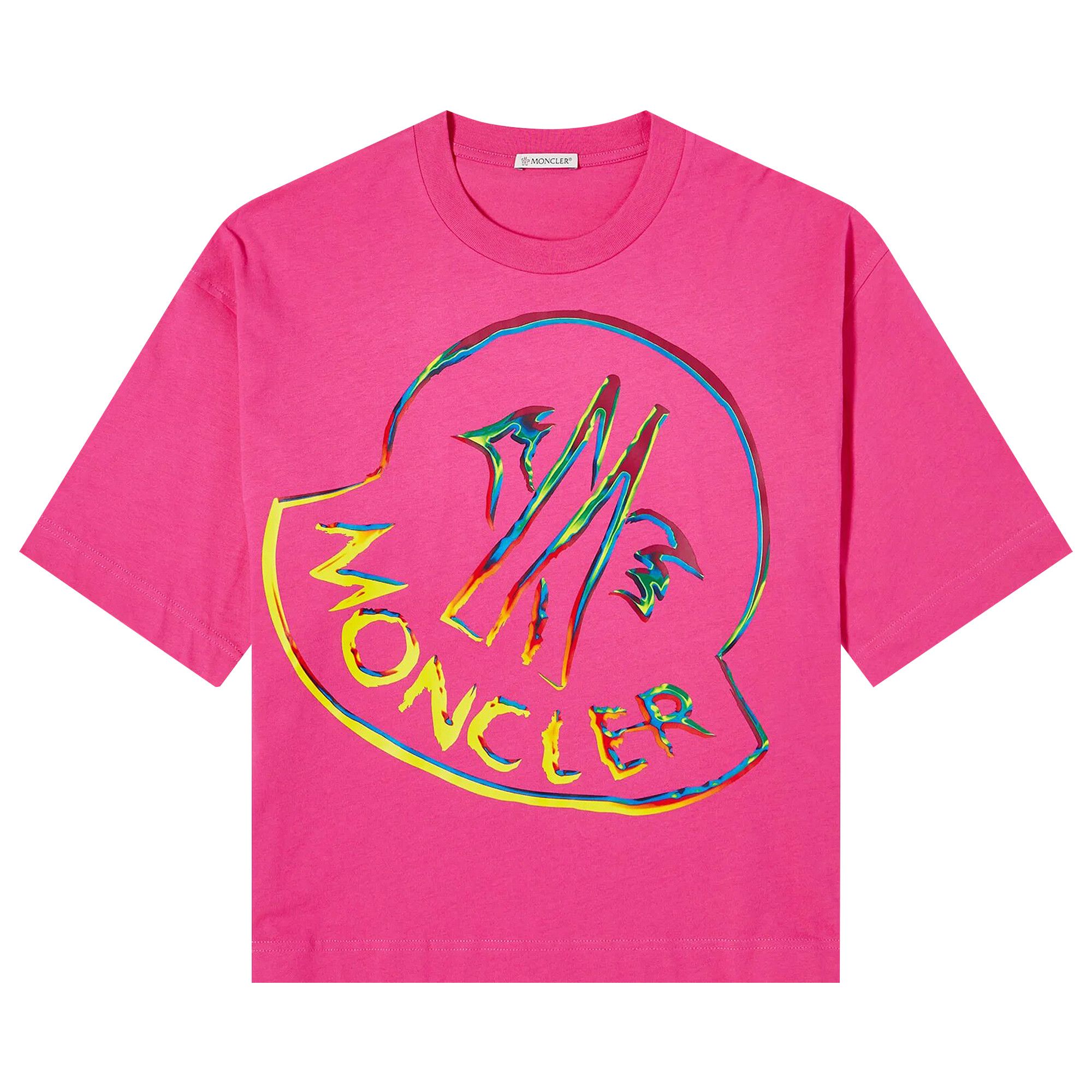 Buy Moncler Rainbow Logo Tee 'Bright Pink' - 8C000 26 899SP 536 | GOAT