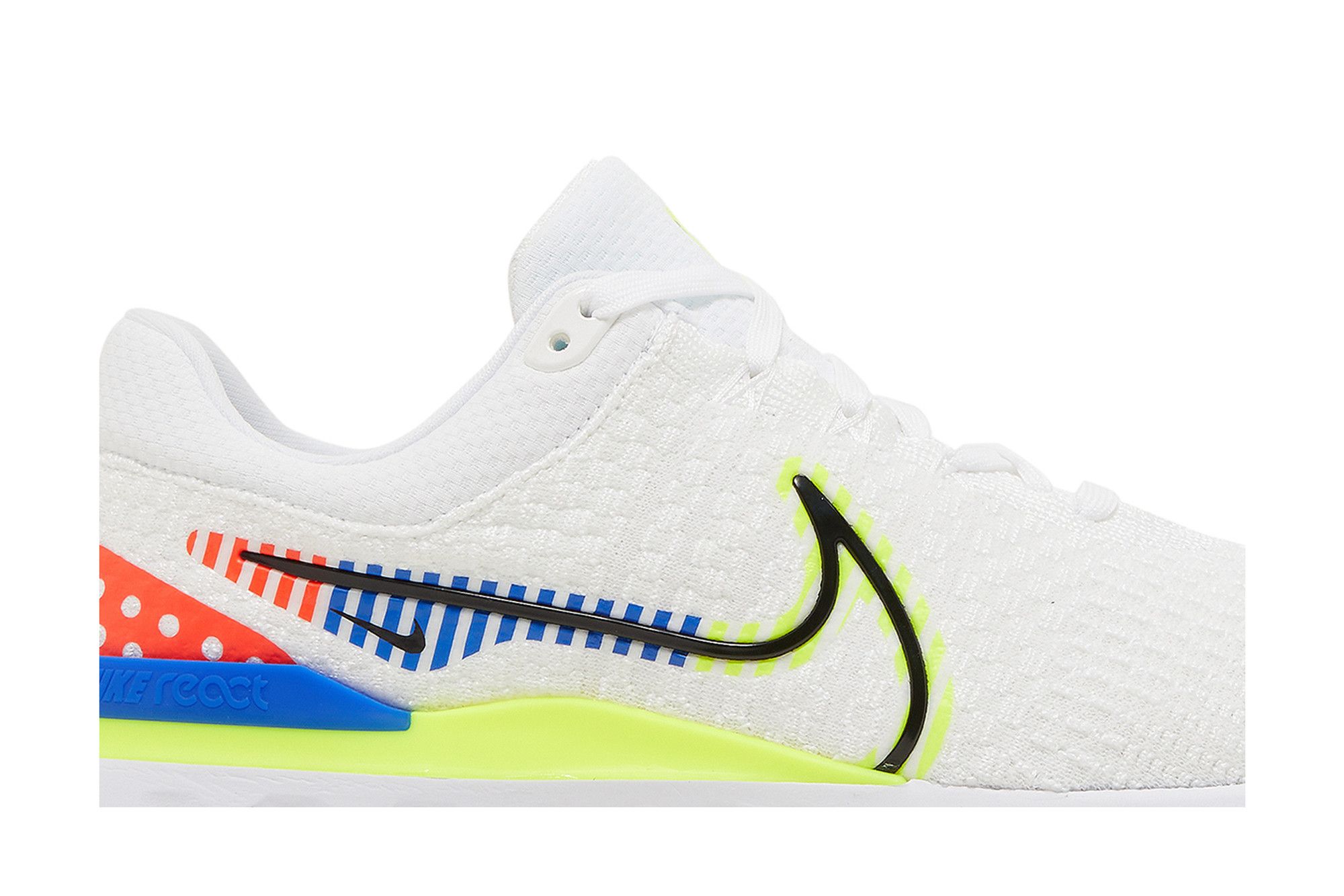 Nike react flyknit white racer blue hot sale