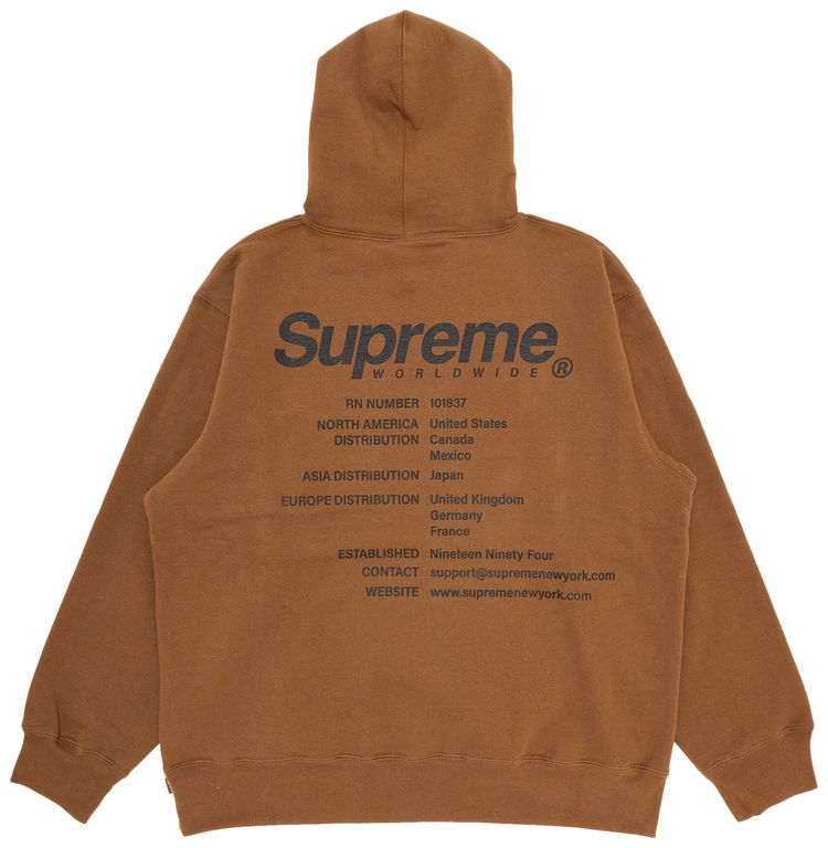 Supreme Worldwide Hooded Sweatshirt Olive Brown