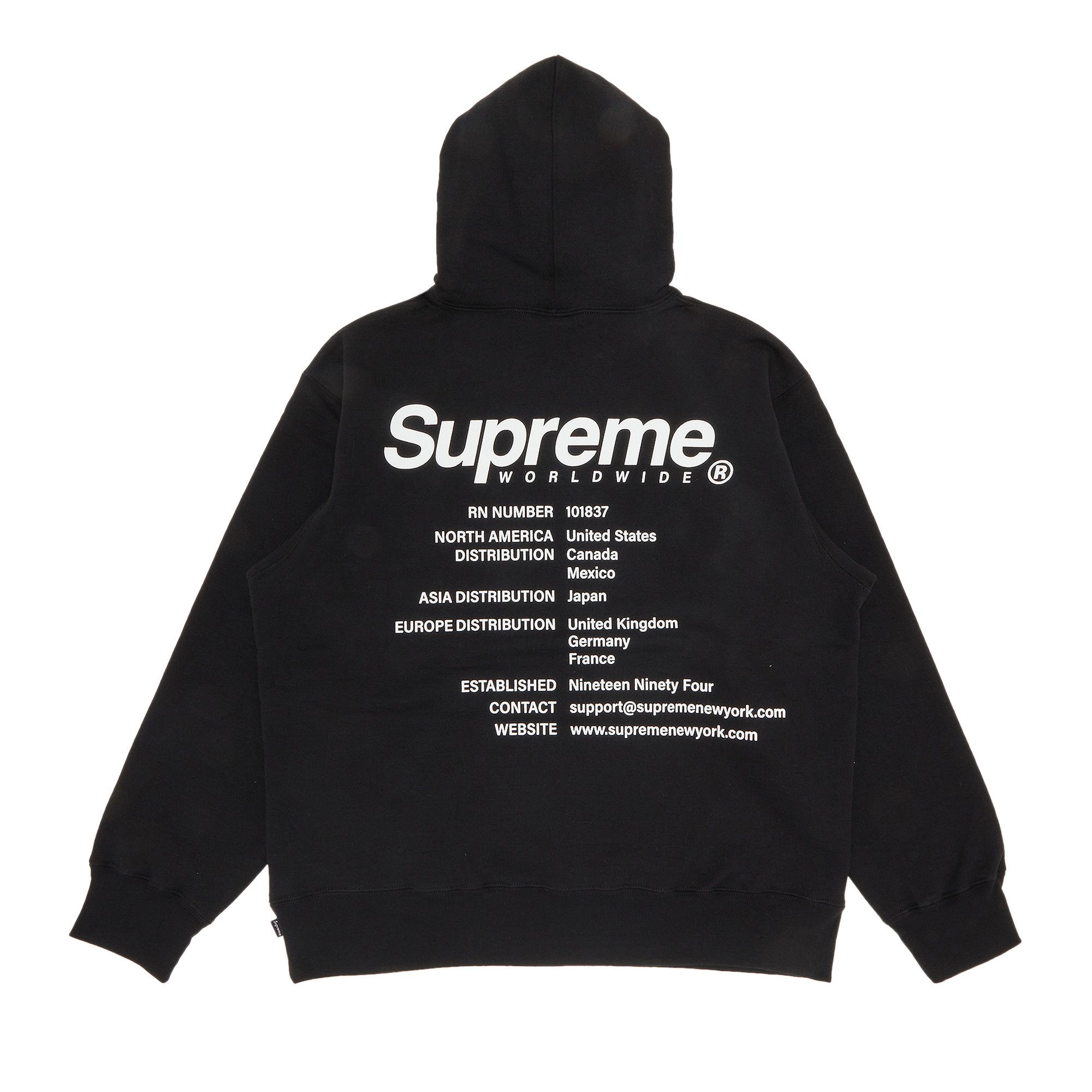 Size l Supreme Worldwide Hooded Sweatshirt Black