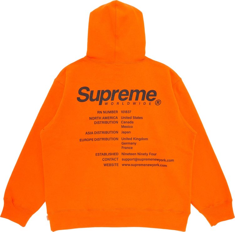 Supreme Worldwide Hooded Sweatshirt Dark Orange