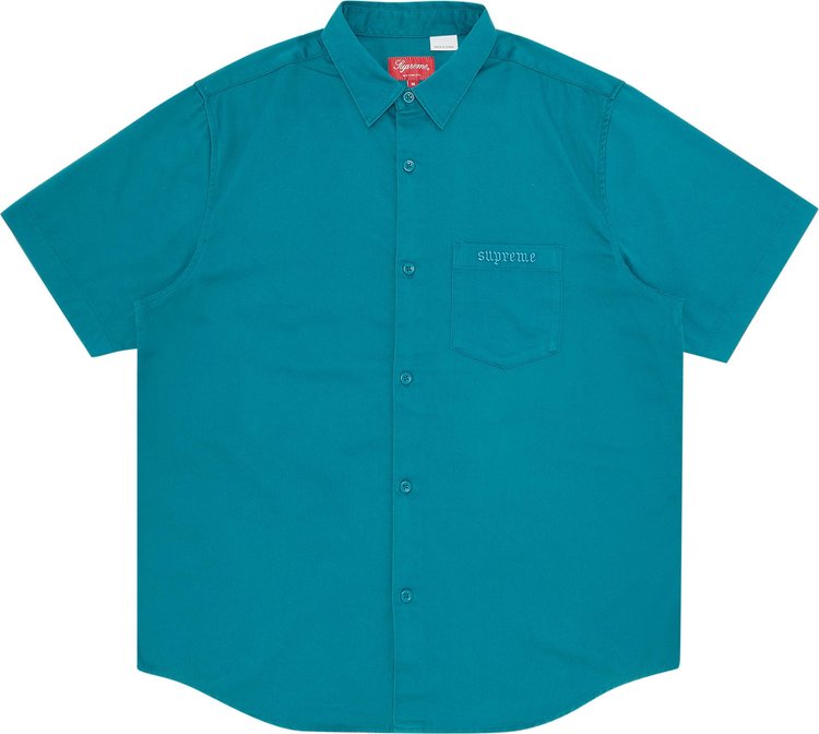 Supreme Croc Patch Short-Sleeve Work Shirt 'Teal'
