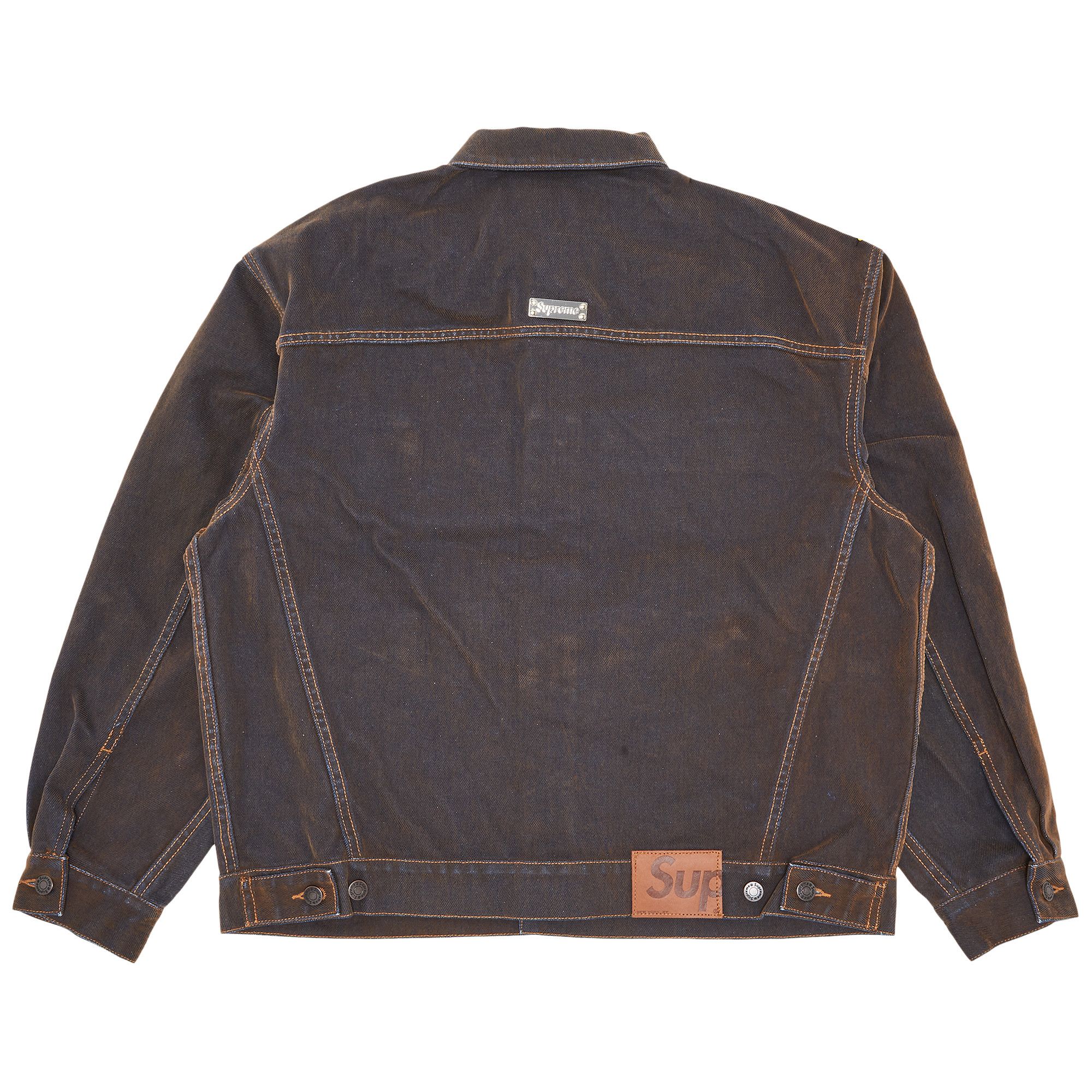 Buy Supreme Flocked Denim Trucker Jacket 'Gold' - SS23J16 Buy Supreme Flocked Denim Trucker Jacket 'Gold' - SS23J16