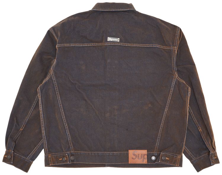 Supreme Flocked Denim Trucker Jacket Gold