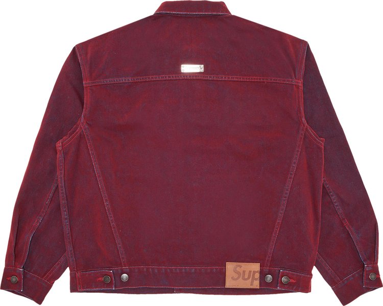 Supreme Flocked Denim Trucker Jacket Red