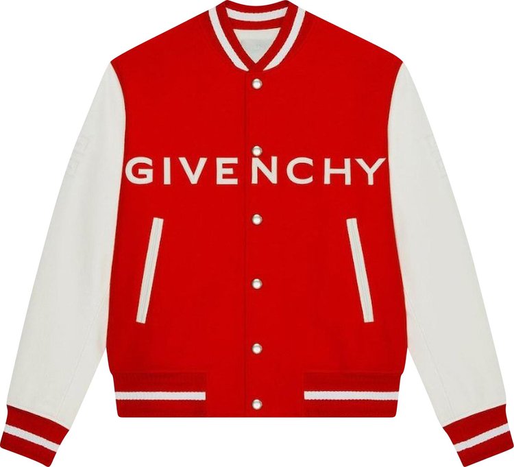 Givenchy Varsity Leather Jacket 'White/Red'