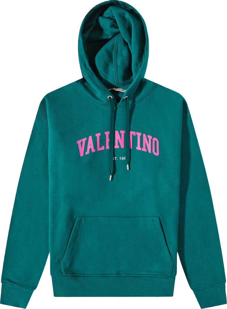 Valentino Varsirty Logo Popover Hoodie 'Green/Pink'