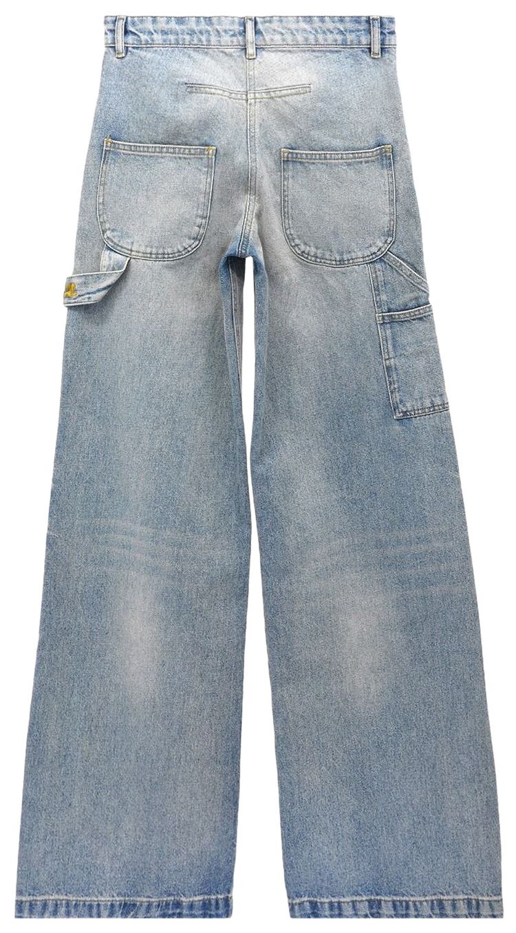 Courreges Dirty Denim Baggy Pants Light Blue