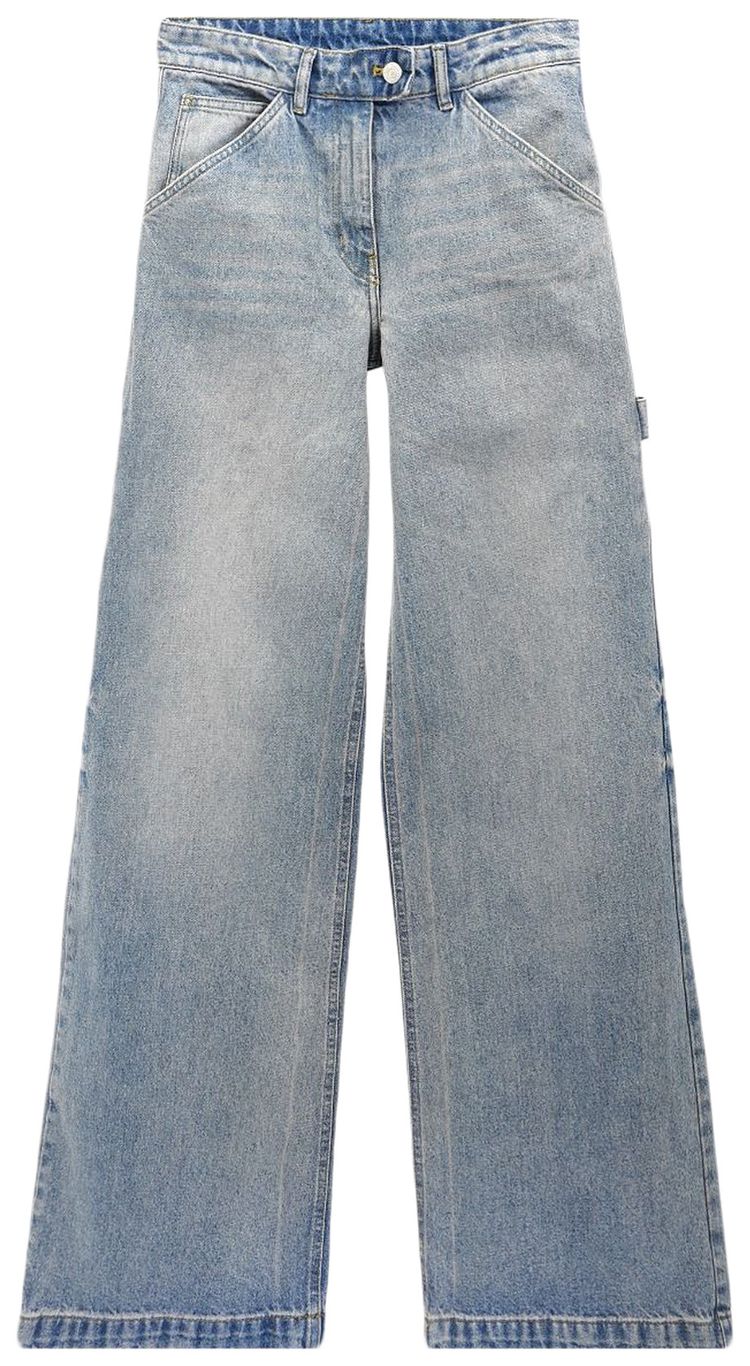 Courreges Dirty Denim Baggy Pants Light Blue