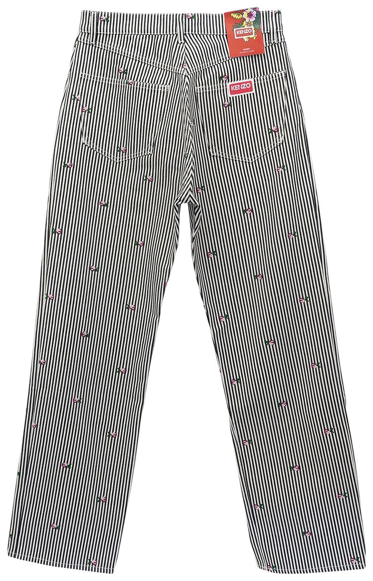 Kenzo Rinse Striped Suisen Relaxed Jeans Blue Denim