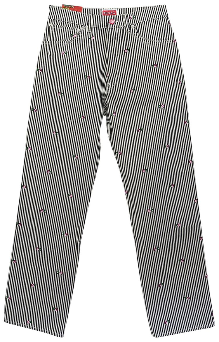 Kenzo Rinse Striped Suisen Relaxed Jeans Blue Denim