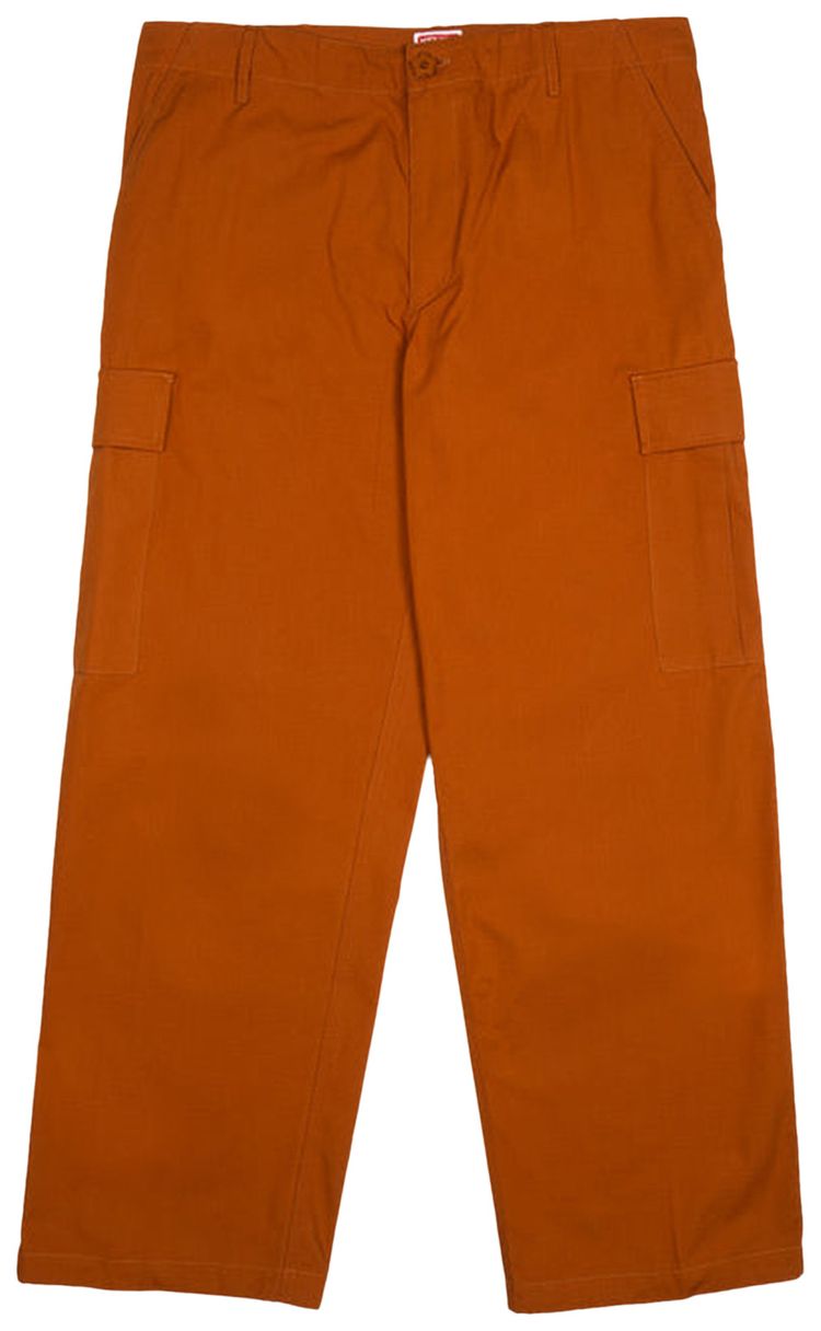 Kenzo Mid Rise Straight Leg Cargo Pants Dark Camel