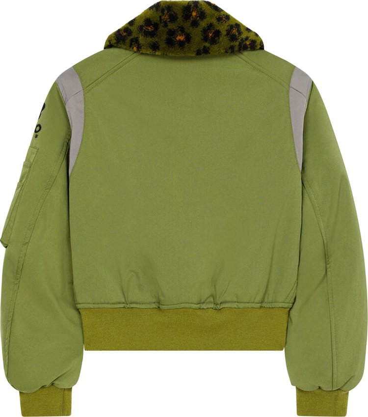 Kenzo Hana Leopard Bomber Jacket Khaki